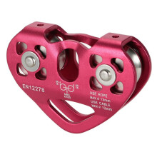 30kN Cable Trolley Pulley with  Bearing Climbing Caving Aloft Work Rescue Red