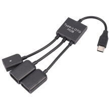 Usb 3.1 Type C Macho a 2 Dual Usb a 2.0 Hembra + Micro-Usb Hembra 3 En 1 Otg Concentrador