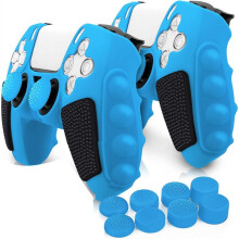 for PS5 Anti-Slip Controller Skin, Soft Studded Silicone Gel Grip Protective Cover Case2 Pack With16 Thumb Grip Caps