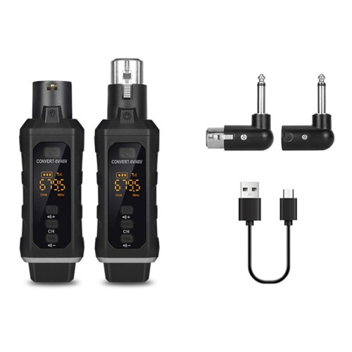UHF XLR Adapter System Wireless Microphone Transmitter Receiver System for Dynamic Microphone Guitar Audio Mixer