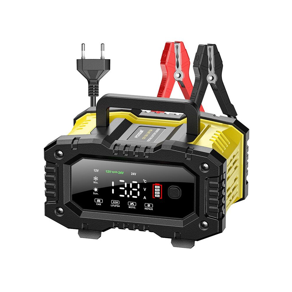 Foxsur 10A/5A Car Motorcycle Battery Charger 12V/24V Charger Lithium Agm Gel Lead-Acid Lifepo4 Battery Charger Eu Plug 6034127368402