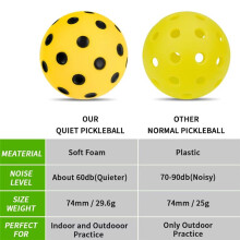 Silent Pickleball Balls Quiet Foam Practice Balls with Exact Real Bounce Soft PU Material for Indoor/Outdoor