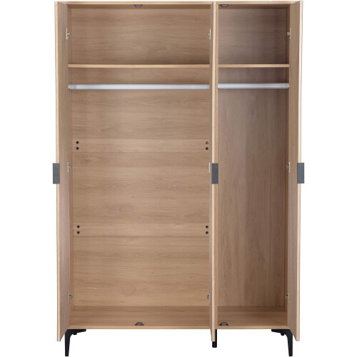 Seconique Miami 3 Door Wardrobe - Oak Effect with Black Feet 1