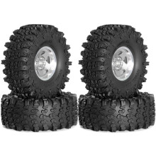 4Pcs 1.9 Inch Metal Tire Wheels with 118mm OD Tires for Axial SCX10 D90 Wraith 1/10 RC Climbing Crawler Car Parts Black