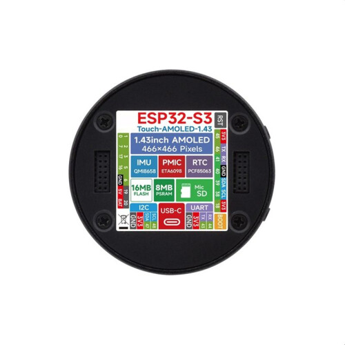 ESP32-S3 1.43inch AMOLED Display Development Board 466x466 QSPI Interface Round Display W Accelerometer Gyroscope Sensor 1