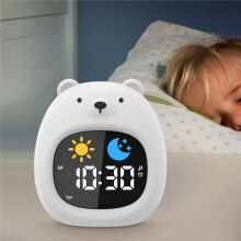 Alarm Clock for Kids Bear-Shape Toddler Sleep Training Clock Cute Touch Night Light for Children Bedroom