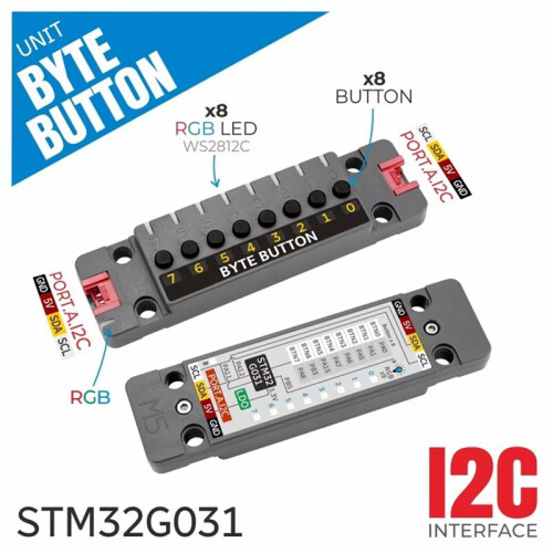 Byte Button Unit W/ 8-Button Touch  Tactile  Input Unit STM32 RGB Light (STM32G031) 1