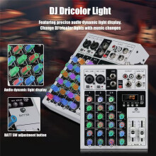 4-Channel XLR Audio Mixer DJ Karaoke Mixing Console XLR 48V Phantom Power for PC MP3 Recording AU Plug