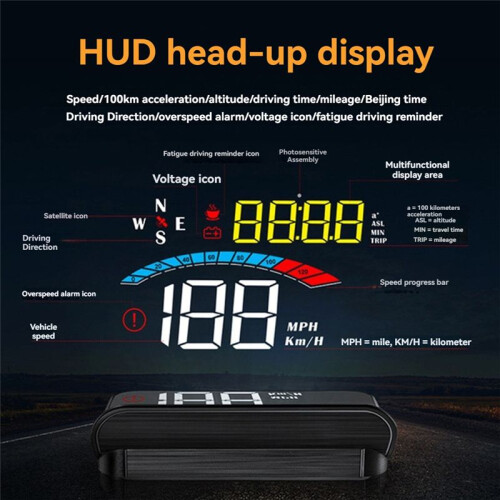 Universal OBD Car Speedometer HUD Windshield Projector LED Digital Car - Display GPS with Speed Warning 1