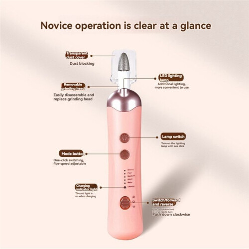 Electric Nail File Set Electric Manicure Tool Multi Function Silent Manicure Tool Cordless for Thick Nails