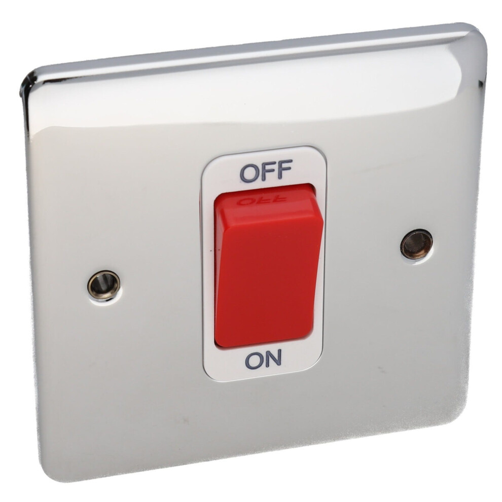 Deta Ve1300chw Cooker Switch 50A Double Pole Wall Faceplate Chrome White 5016211211987