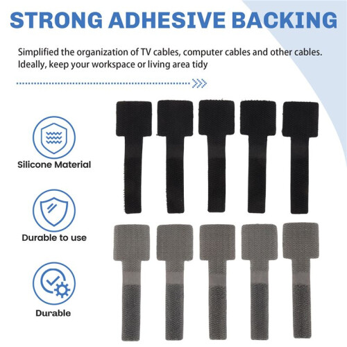 Reusable Cable Ties-50 Pack Heavy-Duty Self-Adhesive Hook & Loop Tape, Multi-Purpose Cord Organizer for Home, Office 2
