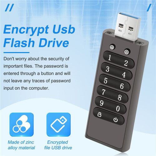 Secure USB Drive, Volkcam 32GB Encrypted USB Flash Drive Hardware Password Memory Stick with Keypad U Disk Flash 2