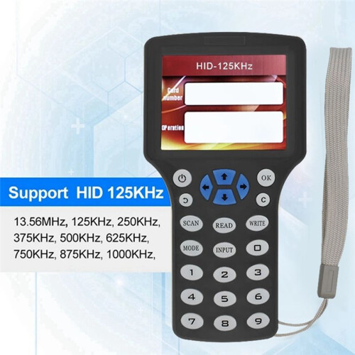 10 Frequency RFID NFC  Card Reader Writer Duplicator+5XUID Card/Keychain 125K 13.56MHz RFID Copier Key Replicator