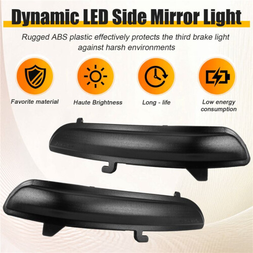 Dynamic LED Side Mirror Blinker Flowing Light for  208 2008 2012-2020 for  C3 Black 1