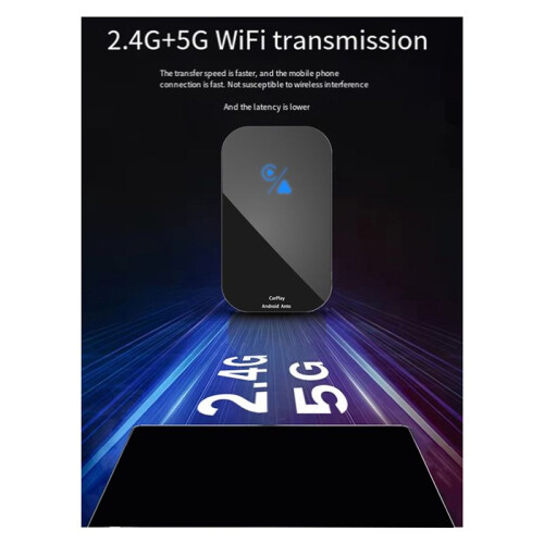 Wireless CarPlay Android Auto Adapter 2-in-1 Carplay Dongle Wired to Wireless Multimedia Box Plug and 1