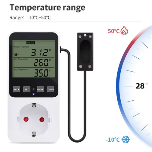 Digital Display Temperature and Humidity Controller Socket Thermostat Heating and Cooling Regulator  Socket EU Plug