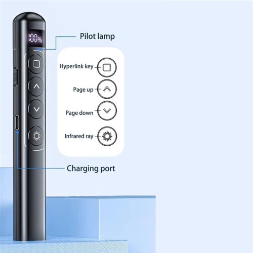 Wireless Page Turning Pen Sensitive PPT Stylus Pen Slide USB Pointer Infrared Remote Control for Projector Black 2