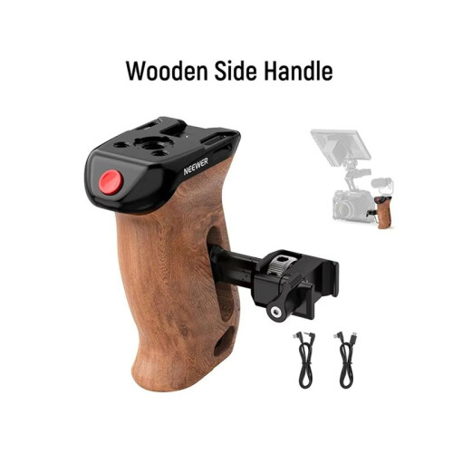 NEEWER Wooden Side Handle with Record Start/Stop Remote Trigger for    Cameras 2