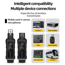 UHF XLR Adapter System Wireless Microphone Transmitter Receiver System for Dynamic Microphone Guitar Audio Mixer