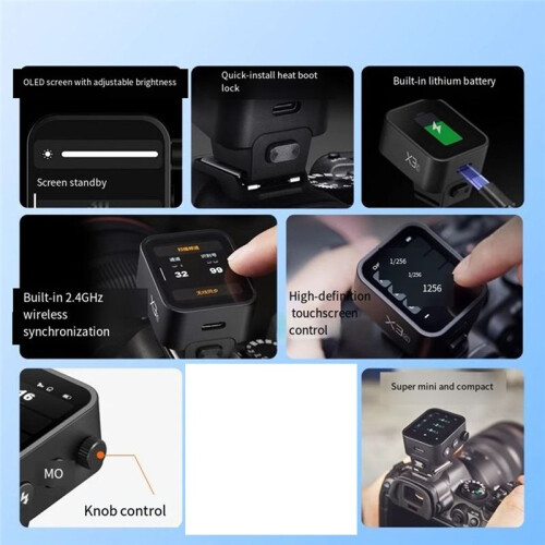 X3 TTL HSS 2.4G Wireless Flash Trigger OLED Touch Screen Transmitter Quick Charge for 1