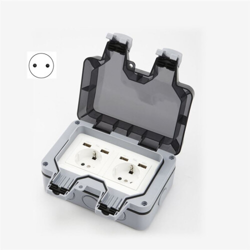 IP66 Outdoor Extension Lead 16A Rainproof Charging Socket Outdoor Socket Waterproof Box with USB EU Plug 1