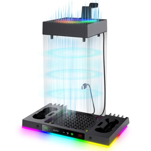 Automatic Cooling Fan and Charging Stand for  Series X Console,Wireless Dual Charger Base for XSX Controller 1