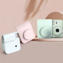 For Instax Mini12 Camera Case PU Leather Soft ProtectiveCase Trave Bag for Film Camera Bag with ShoulderStrap,B
