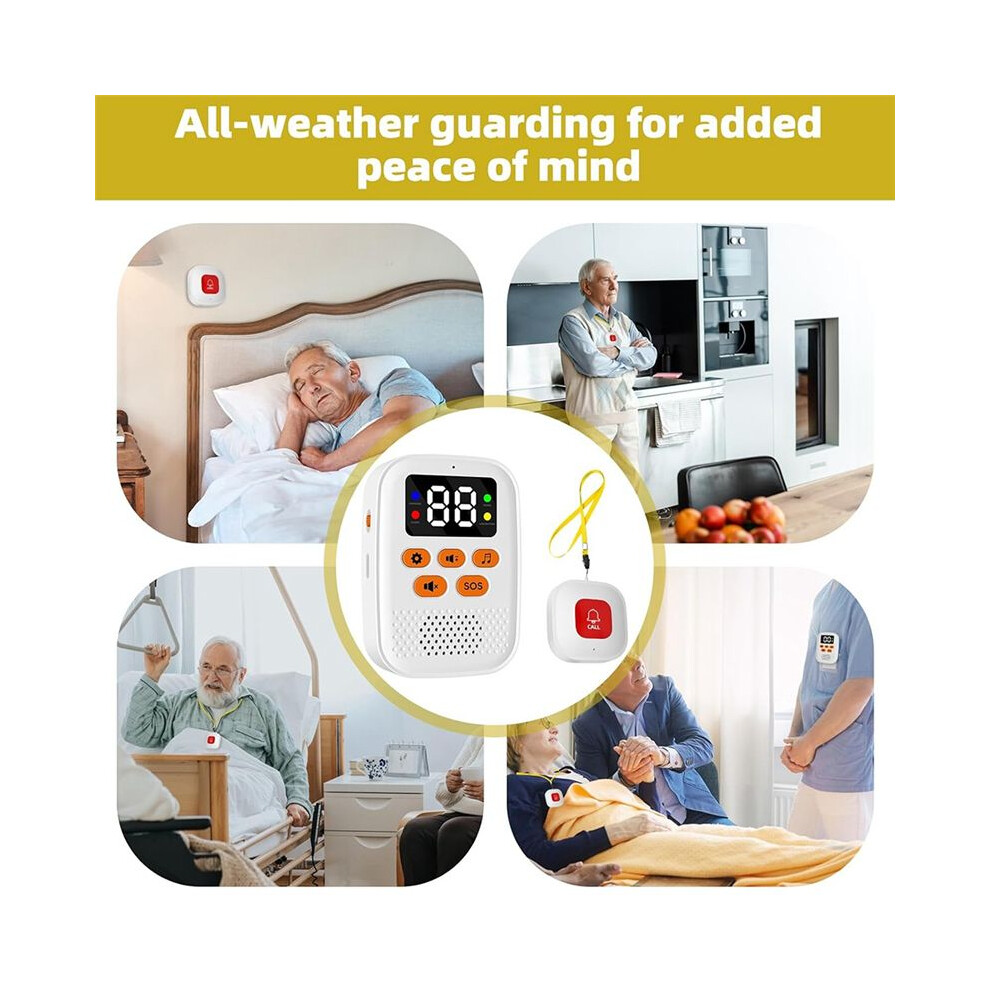 Wireless Call Button For Seniors Caregiver Pager With Vibration, Sos Call Button For Senior Care Elderly Monitoring 6031015805162