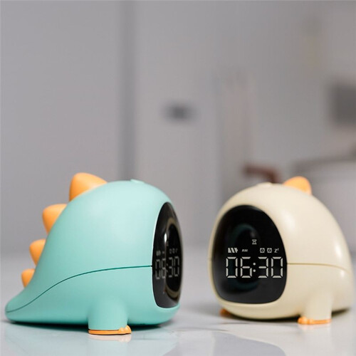 Cartoon Dinosaur Alarm Clock Multifunctional Rechargeable Table Clock  Control Digital Clock Green 1