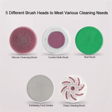 5-in-1 Rechargeable Electric Shower Brush Set - Long Handle Silicone Back Scrubber for Bath, Body Cleaning & Massage