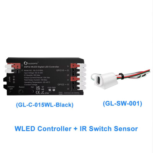 GLEDOPTO ESP32 WLED LED Controller RGBIC LED Strip Light Dynamic Lighting IR  Sensor Gesture-Aware Trigger WS2811 SK6812 B 1