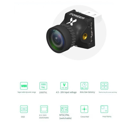 FOXEER   V5 FPV Camera 1000TVL CMOS 1/3Inch Sensor 4ms Latency Super WDR Switchable NTSC/PAL for RC Drones Red 1