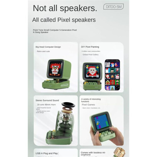Divoom Pixel Speaker 5M2025 New Subwoofer Small Computer Karaoke Microphone  Speaker 2