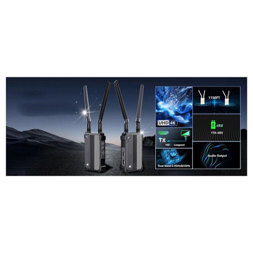 Kit Transmissor e Receptor Sem Fio 4K Compatível com , 5G, Banda Dupla, 350 M, Extensor para Laptop, Câmera e Projetor de TV 2