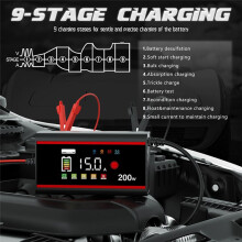 12V15A 200W Car Battery Charger Car Motorcycle Battery Charging12V LiFePO4 Lead-Acid Battery Repair LCDDisplay(UK)