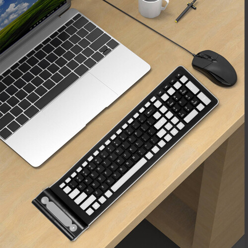 Portable  Flexible Roll  Water Resistant Washable Soft Silicone Wireless Keyboard with USB Receiver for PC Tablet Laptop Computer 2