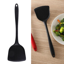 Hitzebeständiger Silikon-Spatel mit ergonomischem Griff, Schwarz