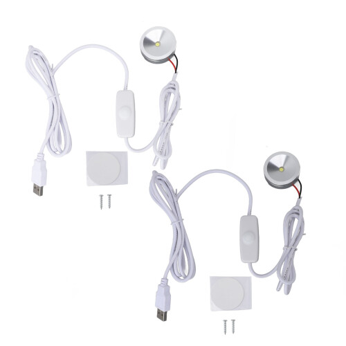 2Pcs USB Dimmable Mini Spotlights 5V Aluminum, 6.6ft Cable 1