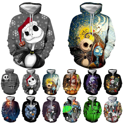 (Coffee,4XL)Nightmare Before Christmas 3d Printed Pullover Hoodie Jacket Coat Sweatshirts 2