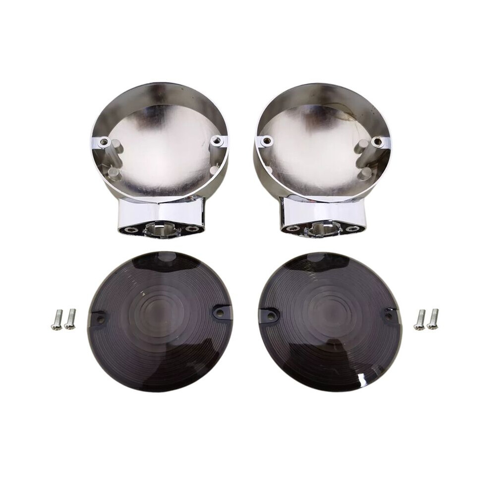Chrome Turn Signal Housing W/ Smoke Lens Covers For Touring Electra Glide Light 6032454855299