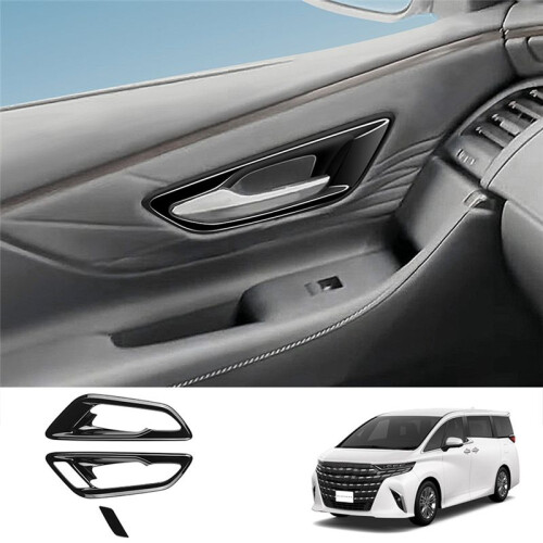 Car Inner Door Bowl Panel Inside Handle Protector Cover for  Alphard Vellfire 40 Series 2023+ RHD Glossy Black 1