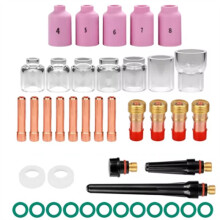 Kit de 41 Pièces pour Torche de Soudage TIG: Bague de Protection de Buse, Lentille à Gaz et Coupelle en Verre 4-12 pour Torche WP17/18/26, 2,4