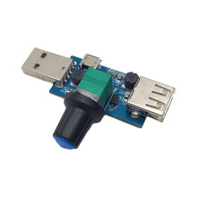 Controlador de Velocidade de Vento USB 4-12V 5W com Módulo de Controle de Velocidade e Botão de Controle de Volume.
