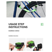 ROCKBROS Bike Lock Anti Theft Bicycle Lock Portable Foldable Chain Cycling Hamburg Lock Black+Green
