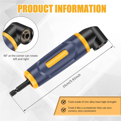 90 Degree Right Angle Drill Adapter Electric Screwdriver Corner Drill Adapter Corner Drilling for Woodworking