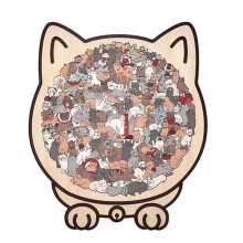 Cat Puzzle 135 Pieces Long Lasting Precise Decor Kit Wood Challenging Jigsaw Puzzles for Cat Lovers Home Family Friends