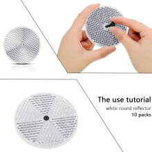10 Pack Front Round Reflector for Driveway Fence Gate Posts Trailers Reflectors with Center Mounting Holes White