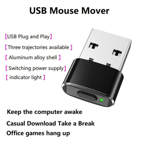 Mouse Jiggler /Off Button USB Mouse Movement Simulator for Office Automatic Undetectable Mouse Jiggler Silver