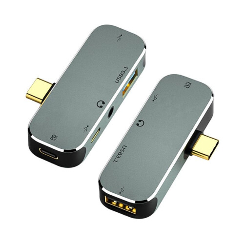 PC Computer Type-C Extension Hub 3.55mm Jack PD100W USB3.0/USB2.0/USB3.1 -Compatible USB Extender YX04 X2